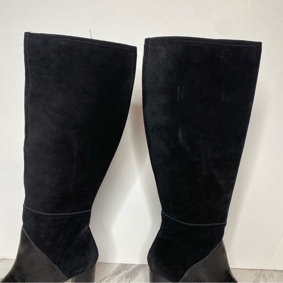 Dolce Vita Fynn Black Suede Crocodile Embossed Leather Heeled Tall Boot 8 - Picture 11 of 16